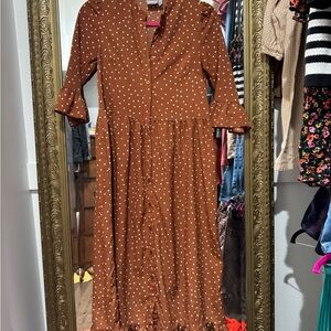 Polka Dot Brown Maxi Dress